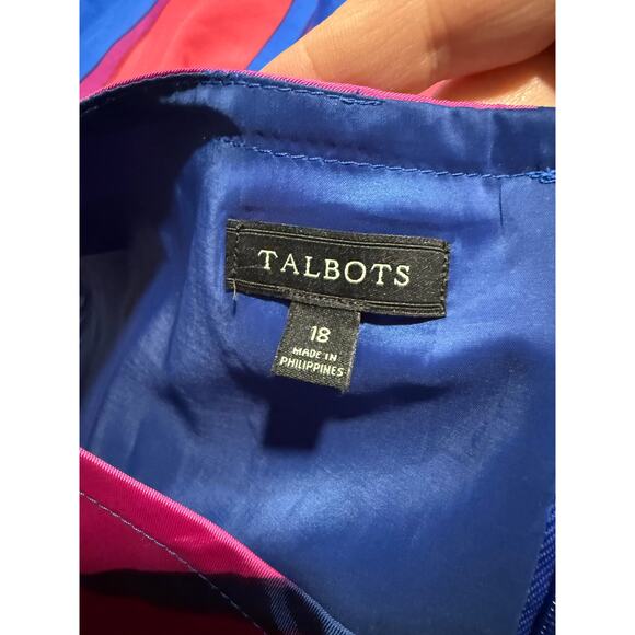 Talbots Sheath Dress Striped Lined Women's Plus Size 18 Blue Pink Red *Tiny Flaw - Picture 3 of 13